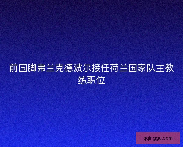 前国脚弗兰克德波尔接任荷兰国家队主教练职位